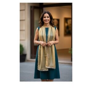 Women Scarf Sparkle Gold Metallic Sheer Scarf Wrap